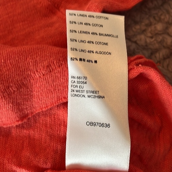 NWOT Free People Orange Short Sleeved Tee With Cole Shoulder And Ties - Picture 6 of 6
